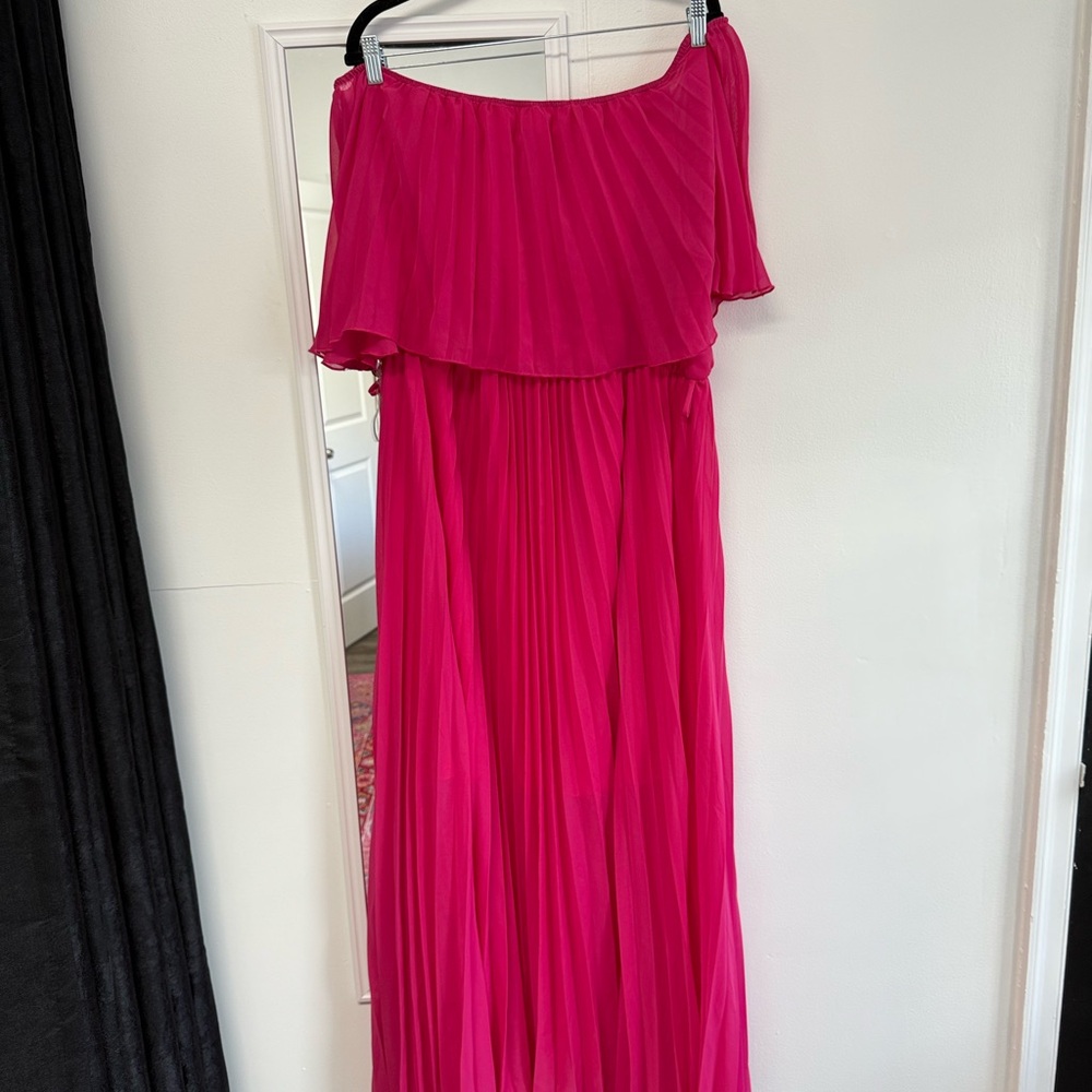 Vibrant Pink Off-Shoulder Dress